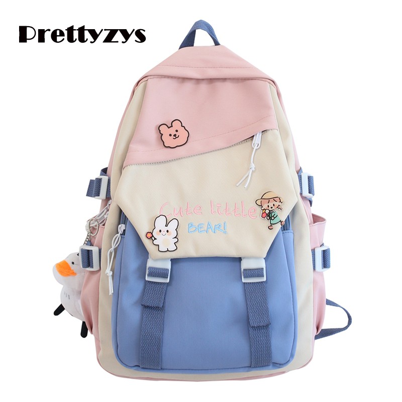 Ba lô đi học Prettyzys phong cách Hàn Quốc đáng yêu cho bé gái kích thước 15.6 Inch