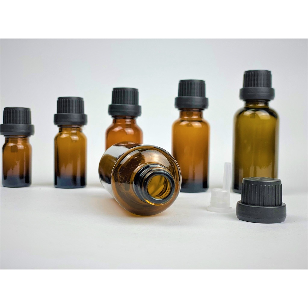 Lọ đựng chiết tinh dầu thủy tinh màu nâu nắp nhựa đen nhỏ giọt dung tích 5ml/10ml/15ml/20ml/30ml/50ml/100ml [Giá sỉ/Lẻ]