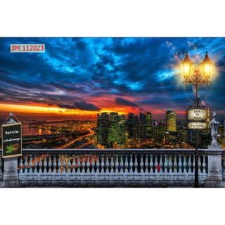 Tranh dán tường 3D thành phố về đêm
