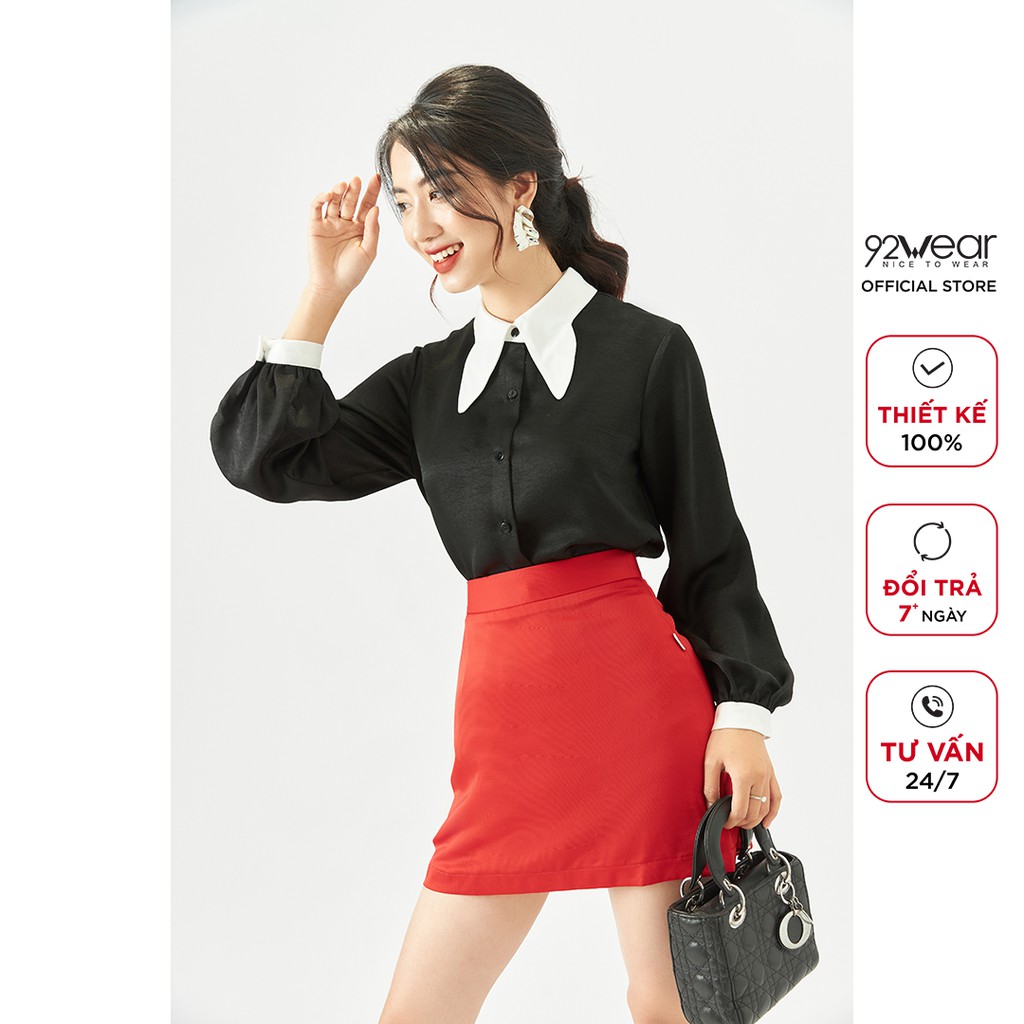 Áo sơ mi nữ dài tay 92WEAR thiết kế công sở thanh lịch ASA1725