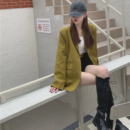 Áo Blazer Phong Cách Ulzzang Trẻ Trung, Năng Động, Chất Liệu Tuyết Hàn Cùng Màu Xanh Hot Trend, V06- Kilafashion.vn