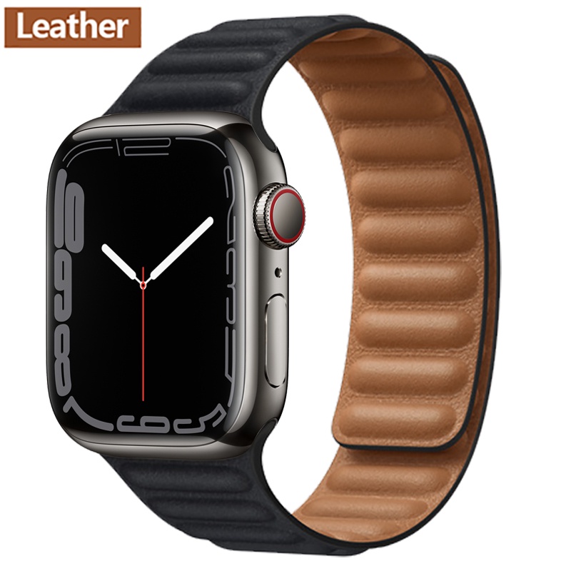 Dây Da Thay Thế Từ Tính Cho Đồng Hồ Thông Minh Apple watch 44mm 40mm 41mm 45mm 42mm 38mm iWatch series 3 5 4 SE 6 7