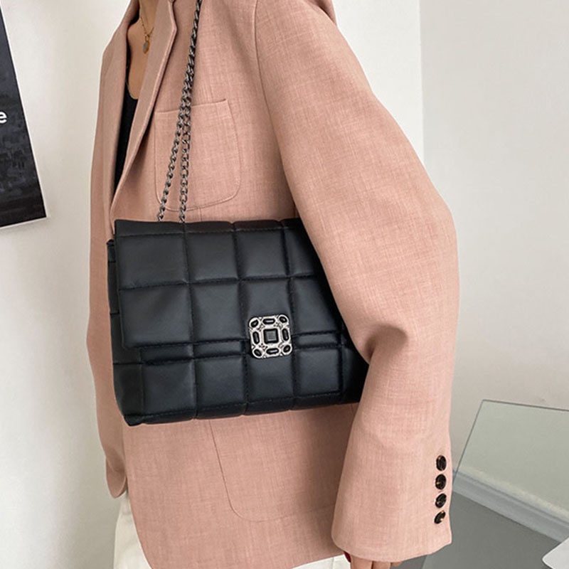 Túi Đeo Vai Một Dây Xích Có Khóa Hình Thoi Cổ Điển Dành Cho Bạn Nữ