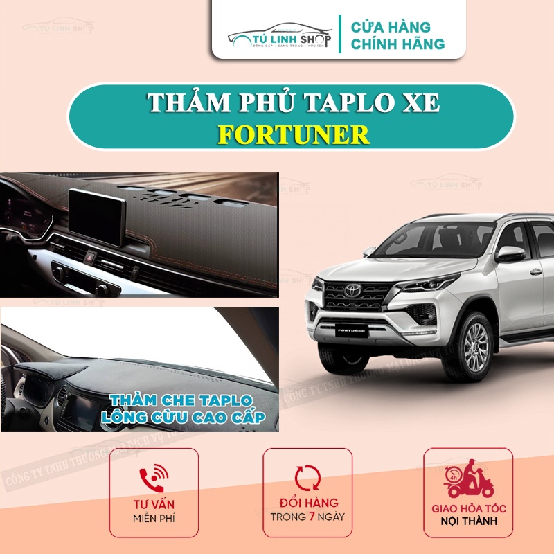 [Mã LIFEAUMAY giảm 10% tối đa 30k đơn 150k] Thảm taplo FORTUNER bằng lông Cừu 3 lớp hoặc Da Cacbon