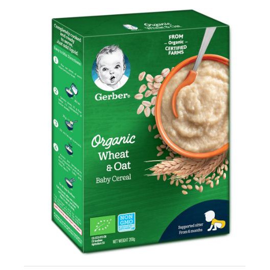 Bột ăn dặm Gerber Organic lúa mì yến mạch 200g