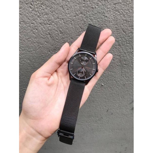 (Sale) Sale Đồng hồ nam dây lưới thép đen Skagen SKW6180 (có hình thật)