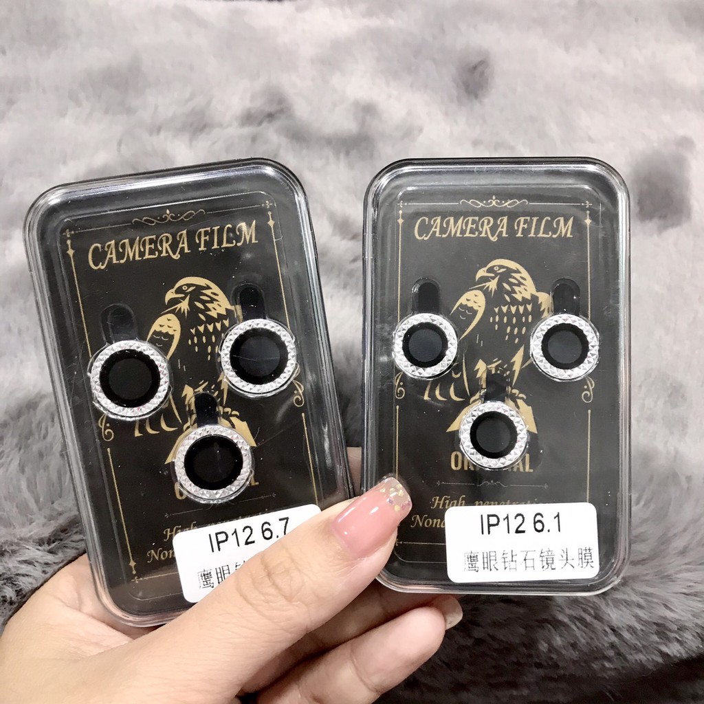 Ốp viền đính đá bảo vệ camera có kính iphone 12/12 pro/12 pro max