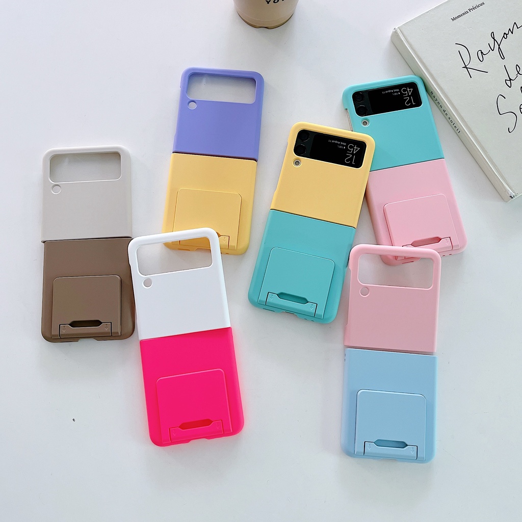 Bao Da Điện Thoại Nắp Gập Chống Sốc Màu Sắc Macaron Dành Cho Samsung z Flip 3 z Flip 3