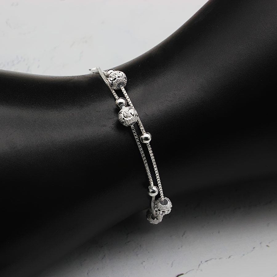 Lắc Tay Nữ Bạc Hiểu Minh LTU538 Bi Dây Kép Bảo Hành Vĩnh Viễn