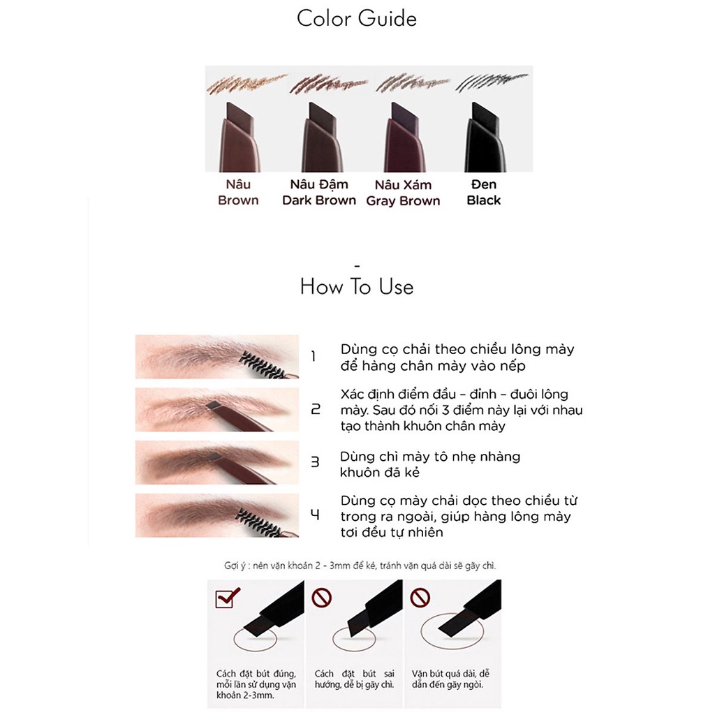 CHÌ MÀY CAO CẤP KHÔNG LEM VACCI - EYEBROW PENCIL