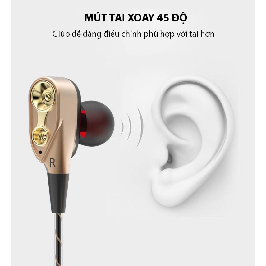 Tai nghe nhét tai có mic HIFI lõi kép siêu bass CK8 -Tặng kèm 4 đầu mút -DC2122