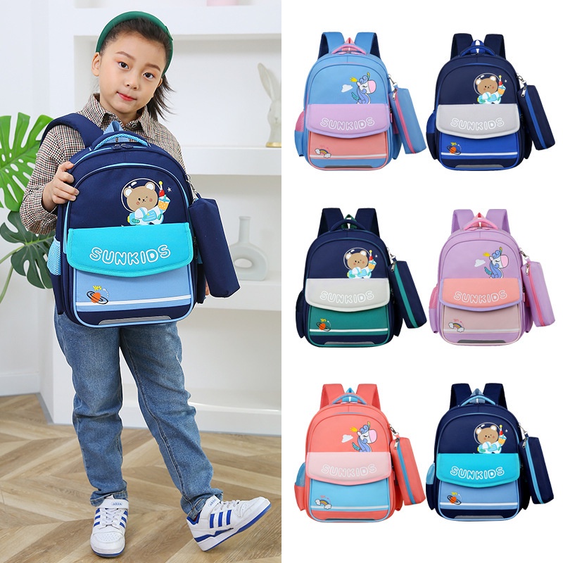 Balo nữ đi học SUNKIDS chống gù chống nước cho bé cấp 1 cấp 2 tiểu học tặng kèm hộp bút