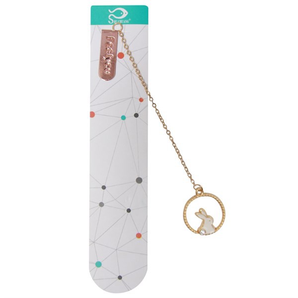 Bookmark Kẹp Sách Kim Loại Phối Charm Hình Thỏ - Mẫu 4