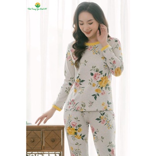 Đồ bộ mặc nhà nữ thu đông Việt Thắng, quần dài, áo dài tay, chất Cotton - B10.2027