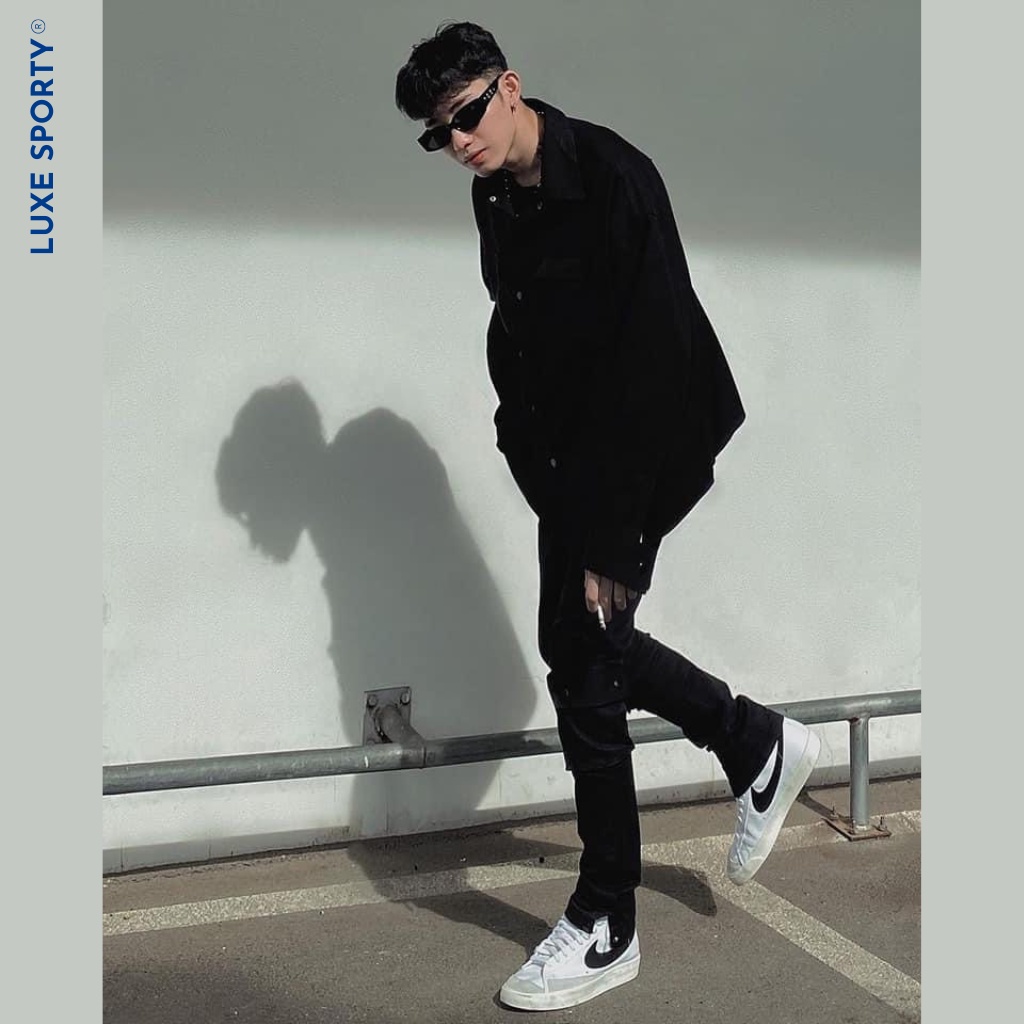 Giày Sneaker Nike Blazer Low Platform On Feet, Thể Thao Nam Nữ Cổ Thấp Nike Blazer Low 77 Vintage White Black Đẹp Chất