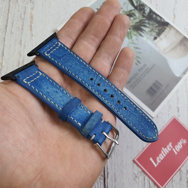 Dây đồng hồ da bò Handmade AL103LEA, Dây Apple Watch (Kèm hộp + phụ kiện) - 100% da bò thật, Bảo hành 3 năm