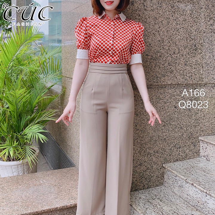 Áo sơ mi nữ cao cấp công sở Cúc Fashion A166 áo somi trám nơ