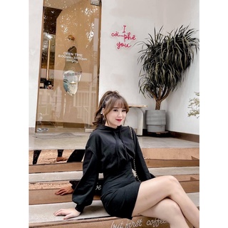 ĐẦM ĐỎ ĐEN XÁM GÂN HOODIE