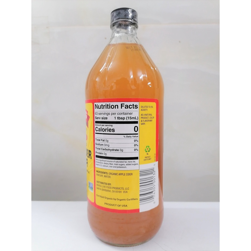 [CHAI LỚN 946ml] [Organic] GIẤM TÁO HỮU CƠ [USA] BRAGG Apple Cider Vinegar (vaf-hk)