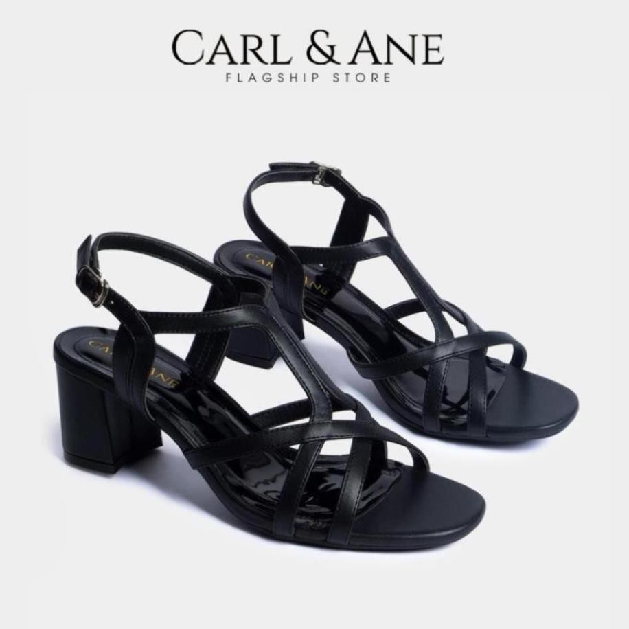 Carl & Ane - Giày sandal phối dây thời trang nữ mũi vuông gót cao 5cm màu đen _ CS002 -cwj24 : 🌸 . "