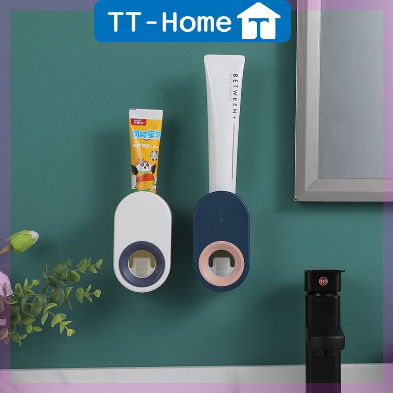 Nhả kem đánh răng tự động đa năng không cần khoan tường, bộ nhả kem đánh răng cao cấp TT- HOME