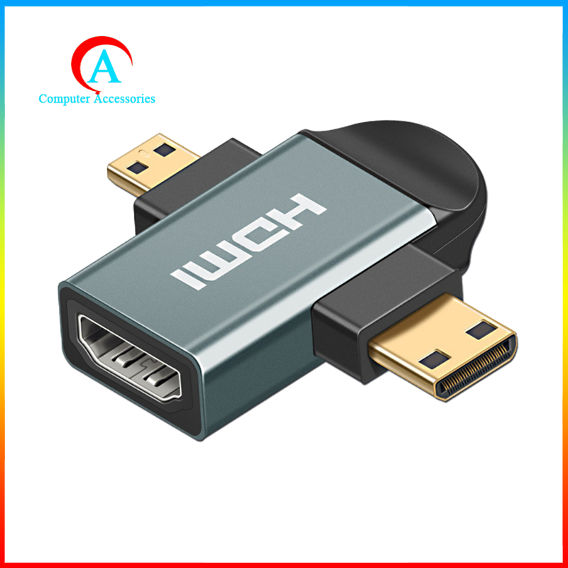 3in 1 HDMI Female to Mini HDMI Male + Micro HDMI Male Adapter