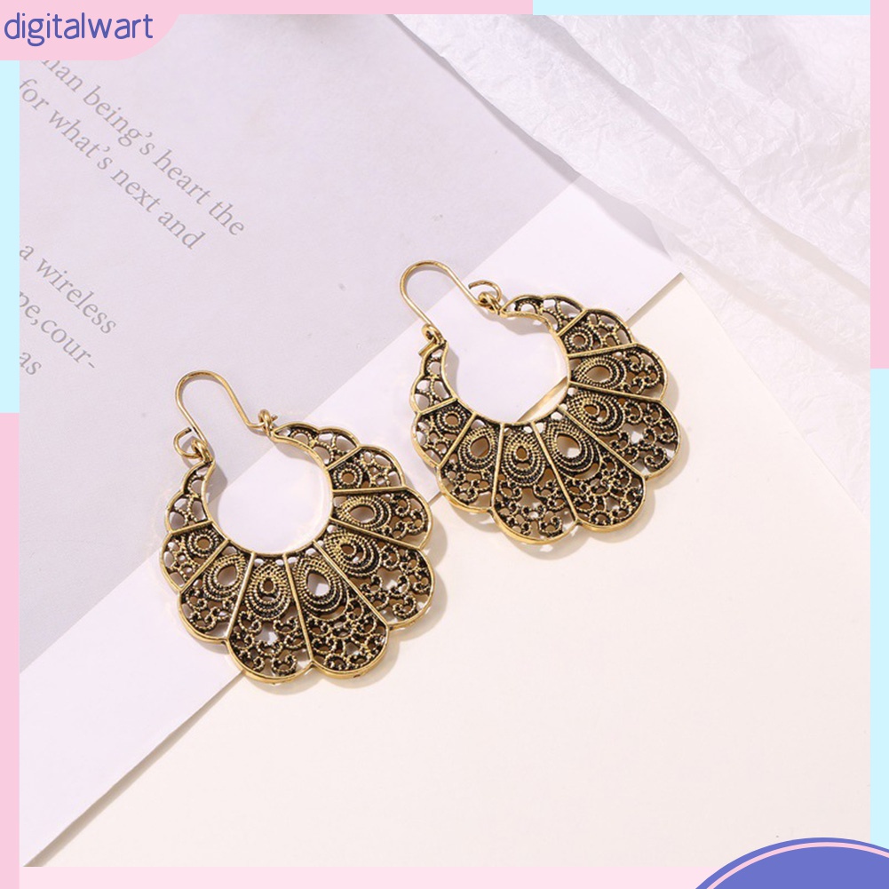 Bông Tai Hình Tròn Thiết Kế Đục Lỗ Phong Cách Vintage Thời Trang Cho Nữ