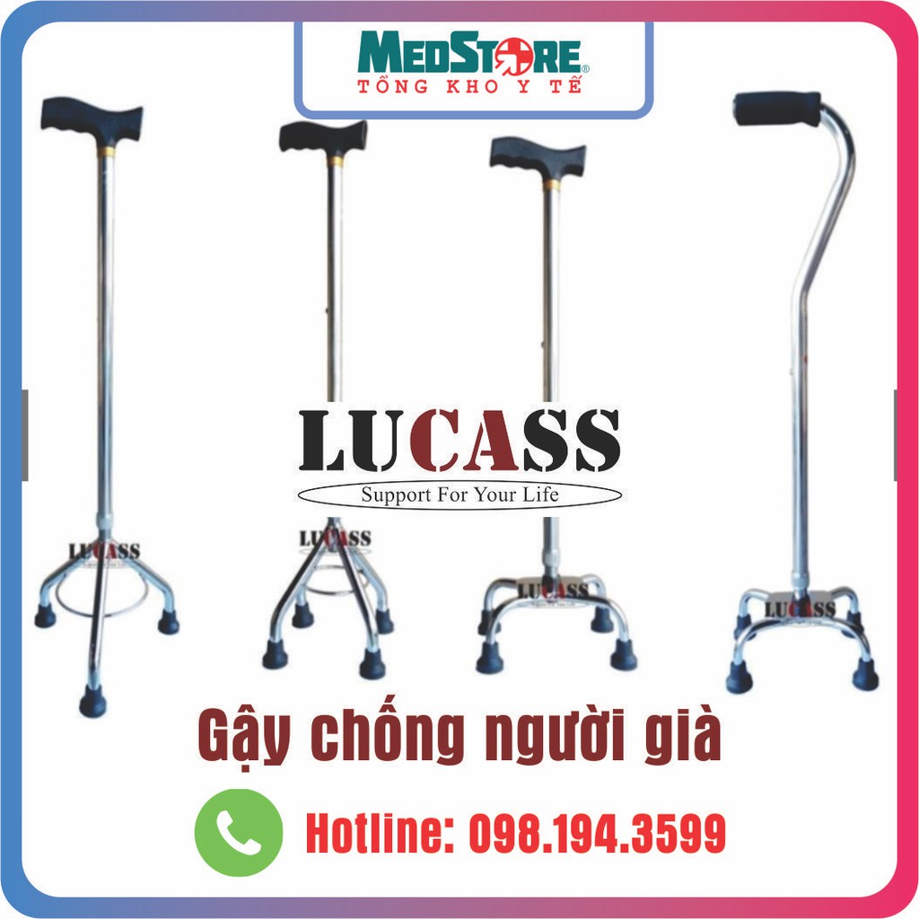 Gậy Tập Đi 3, 4 Chân Lucass - Gậy Chống Người Già