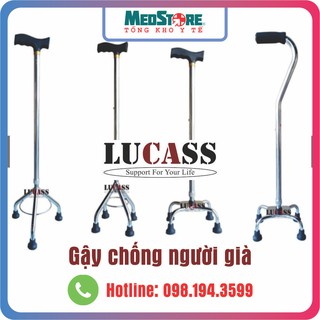 Gậy Tập Đi 3, 4 Chân Lucass - Gậy Chống Người Già, gậy chống 4 chân hỗ trợ người già
