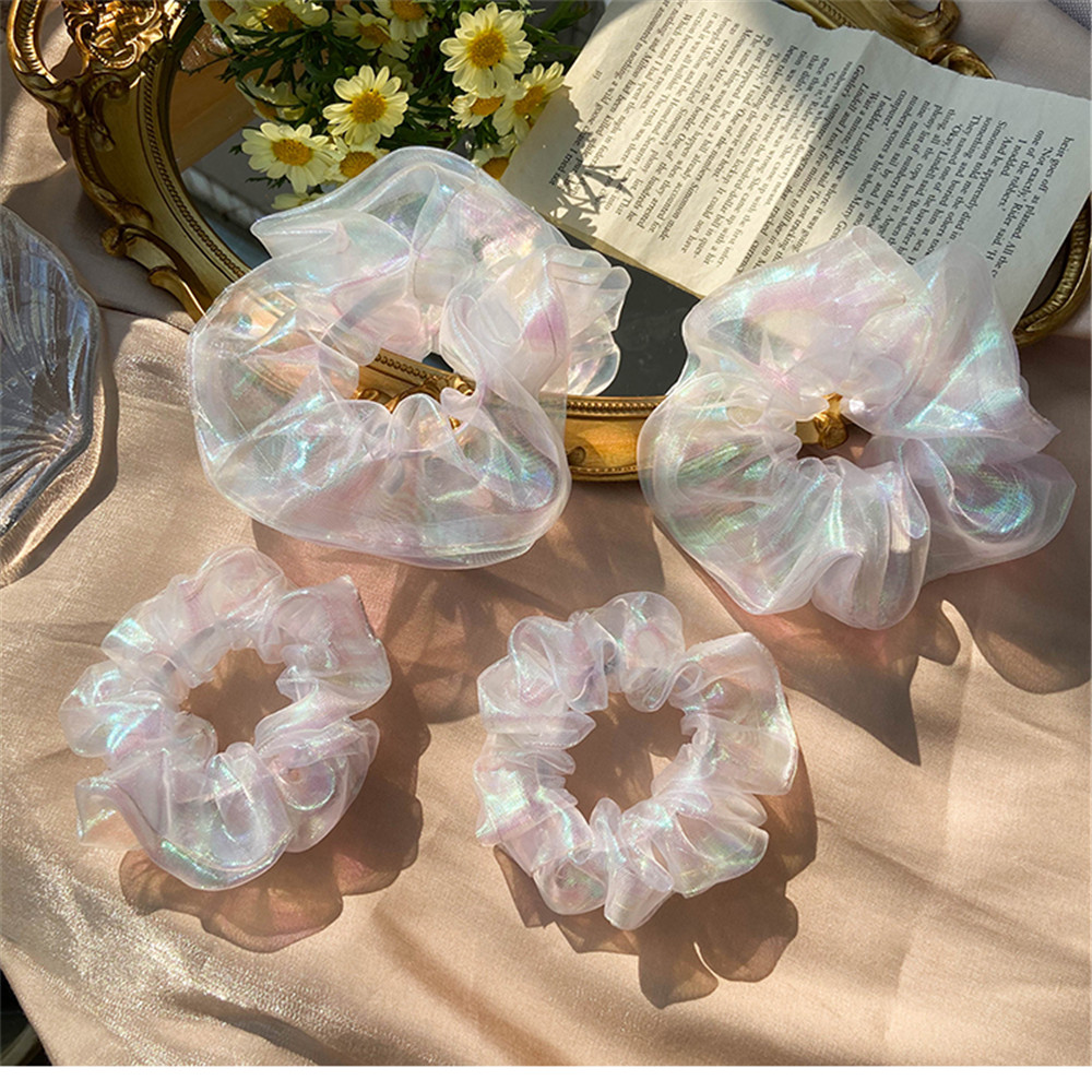 Dây Cột Tóc Scrunchies Màu Sắc Lấp Lánh Thời Trang Xinh Xắn