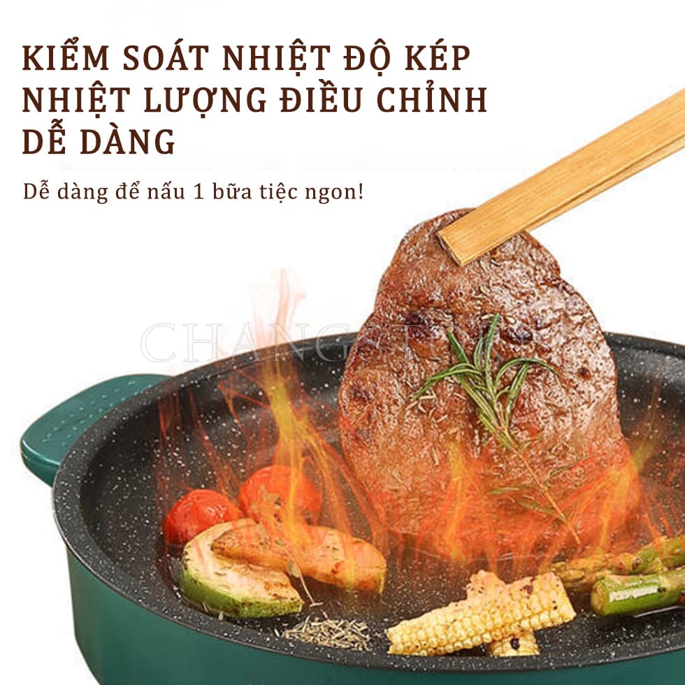 Chảo Nướng Điện Mini Đa Năng - Bếp Nướng Điện Chống Dính, Nướng Thịt BBQ Phong Cách Hàn Quốc
