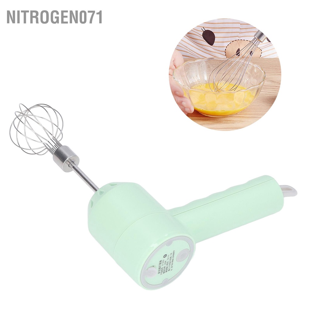 Nitrogen071 Máy trộn cầm tay không dây điện Hộ gia đình nhỏ 3 tốc độ thay đổi đánh trứng cho nhà bếp Nướng màu xanh lá cây