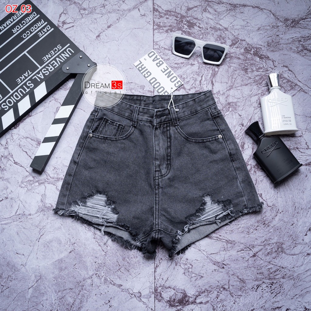 Quần Đùi jean Nữ Dream3s Quần Short Nữ Cá Tính Màu Đen