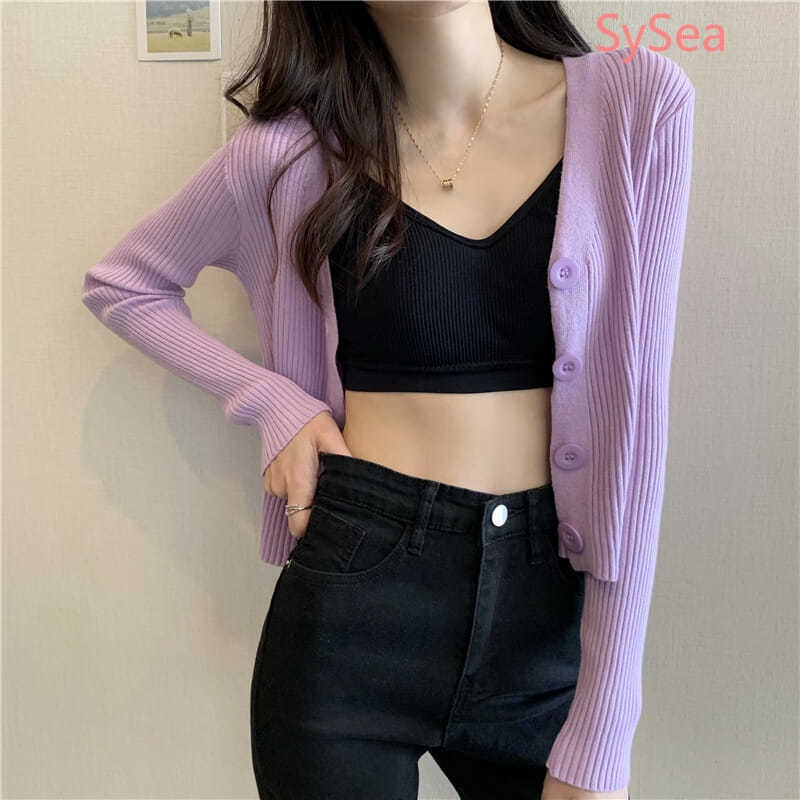 Áo khoác cardigan dệt kim tay dài phong cách Hàn Quốc thời trang mùa thu dành cho nữ