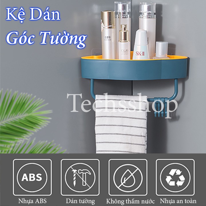 Kệ Dán Góc Tường 4 Móc Treo - Kệ Nhựa Để Đồ Nhà Tắm Nhà Bếp