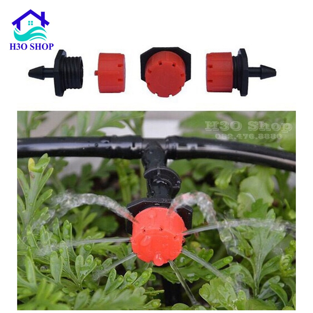 Béc tưới nhỏ giọt 8 tia đơn  điều chỉnh được lưu lượng - đầu tưới nhỏ giọt tỏa tròn