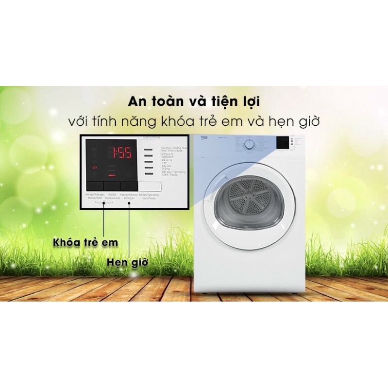 Máy sấy thông hơi Beko 8 kg DA8112RXOW ( HÀNG NEW NGUYÊN SIÊU BẢO HÀNH CHÍNH HÃNG 2 NĂM)