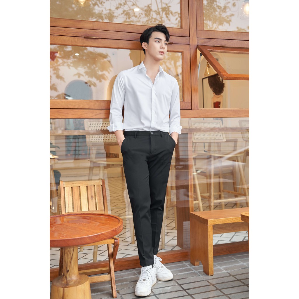Áo sơ mi trắng nam Hàn Quốc vải Chun Tre xuất hàn siêu đẹp không nhăn, chuẩn form - D. Faber | BigBuy360 - bigbuy360.vn