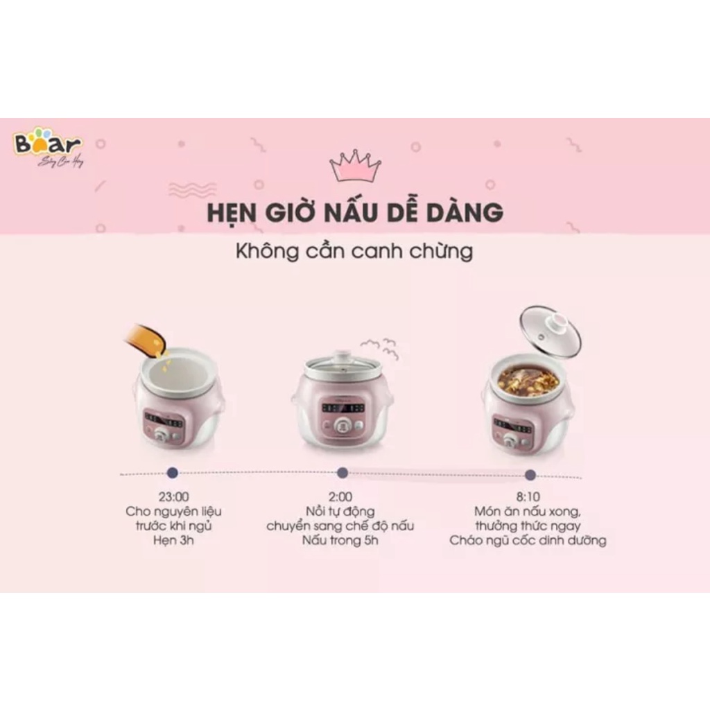 Nồi nấu chậm Bear 1l DDG-D10B1S hàng chính hãng