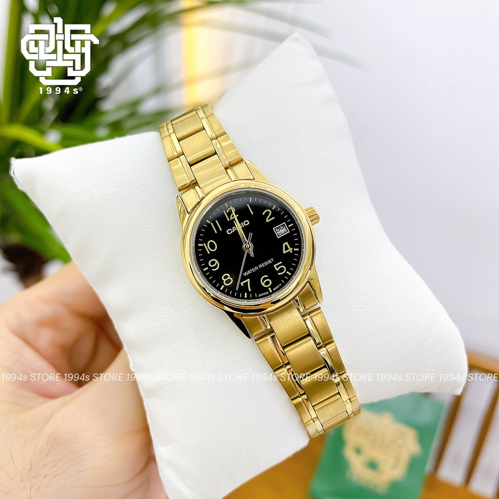 Đồng hồ nữ Casio LTP-V002G-1B dây thép không gỉ, chống nước, hàng chính hãng