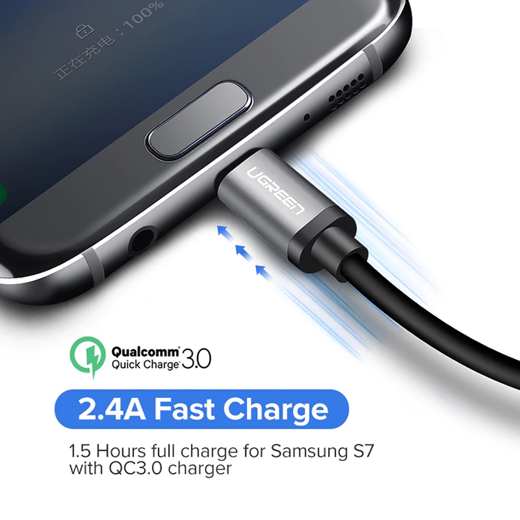 Cáp Sạc Micro USB Hỗ Trợ Sạc Nhanh Cao Cấp UGREEN US134