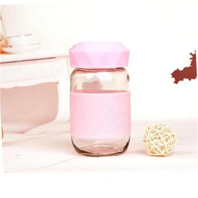 Bình nước nắp xương rồng 300ml BN9 thuỷ tinh bình nước cute chai nước dễ thương