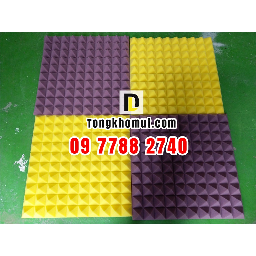 [Hỗ trợ PVC] - 10 Mút kim tự tháp chống cháy 50x50x5cm tiêu âm - cách âm tỉ trọng cao