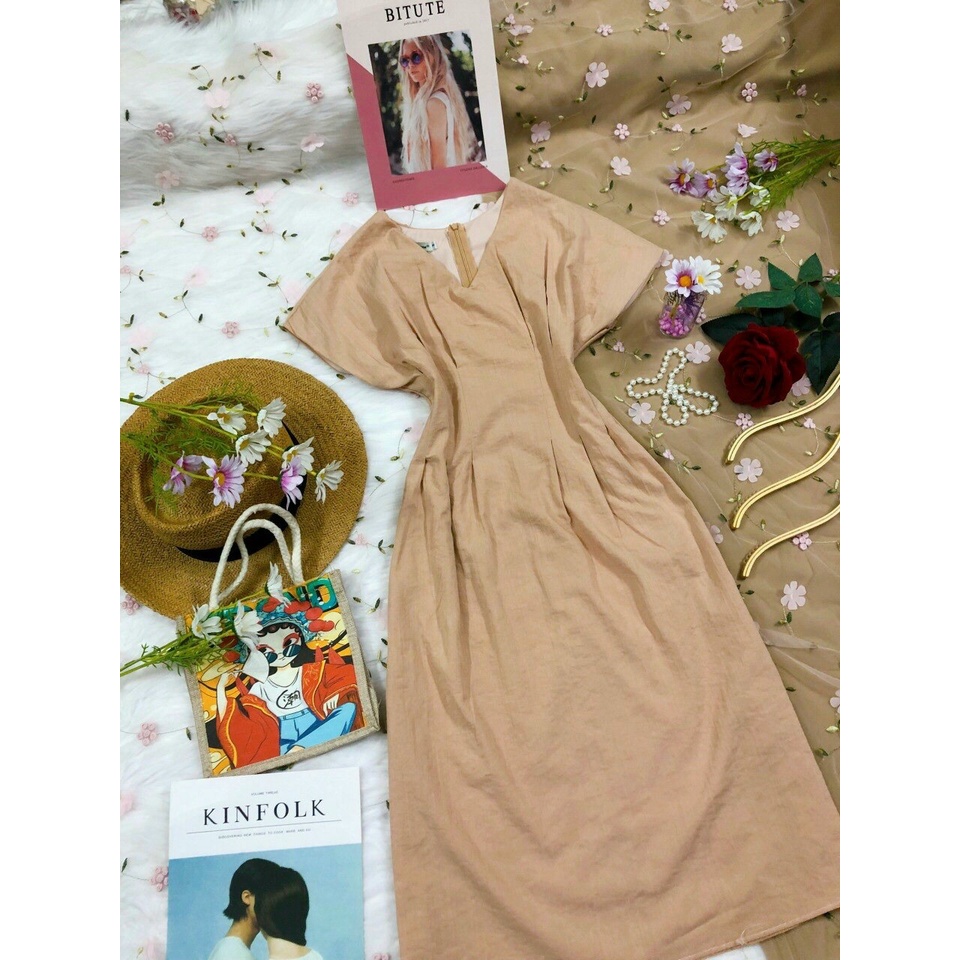 Đầm Dự Tiệc Cổ V Chít Eo Tay Con AKARA HQ076 Phù Hợp Đi Dạo Phố Dự Tiệc Size SML | BigBuy360 - bigbuy360.vn