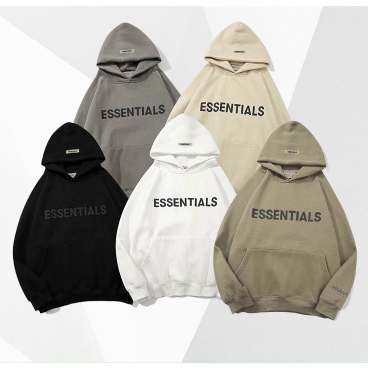 Áo hoodie Essentials nam nữ unisex form rộng dài tay cao cấp, áo phông nỉ bông dày dặn sweater có mũ màu nâu, đen, xám -