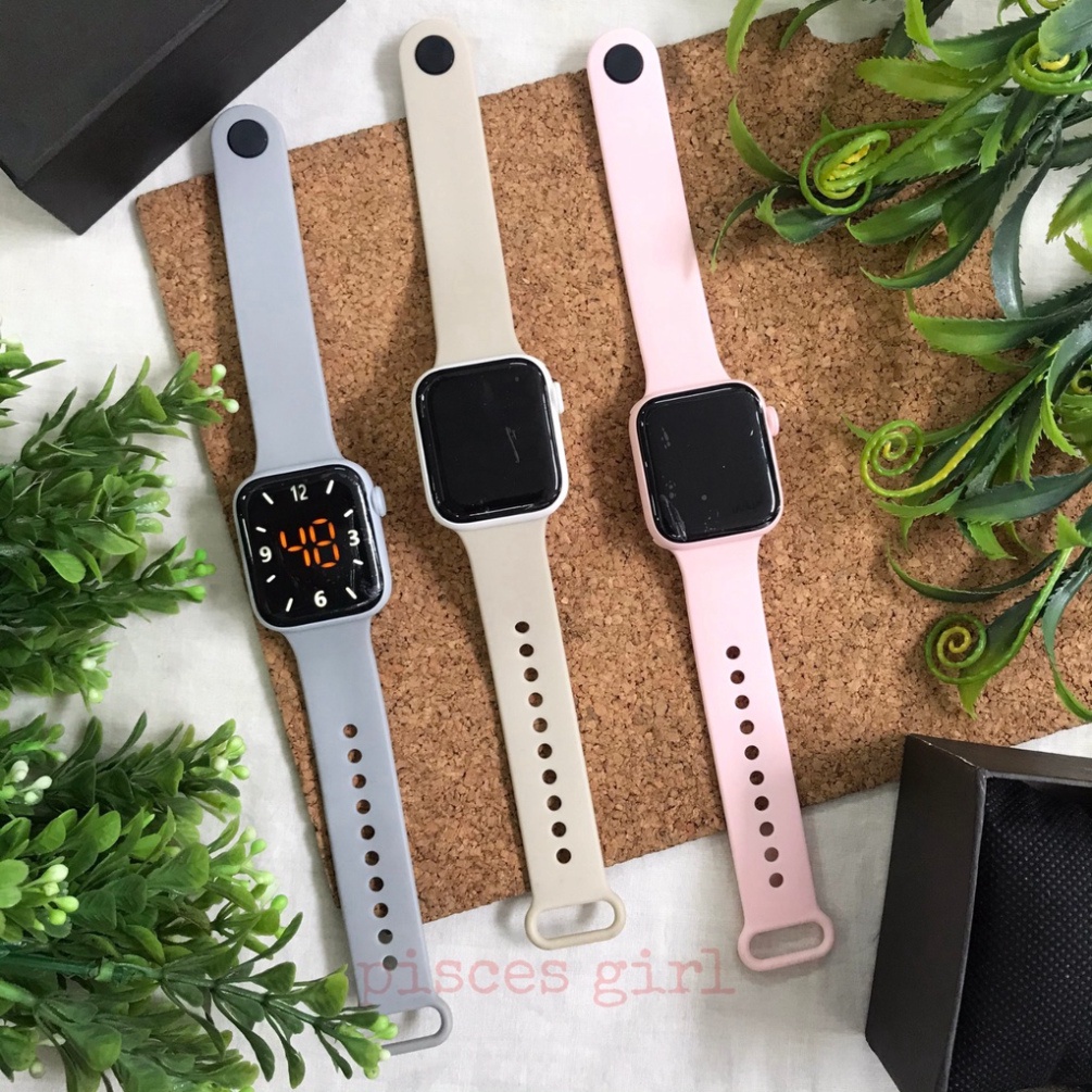 Đồng hồ nam nữ LED phiên bản táo sang chảnh dây cao su nhiều màu