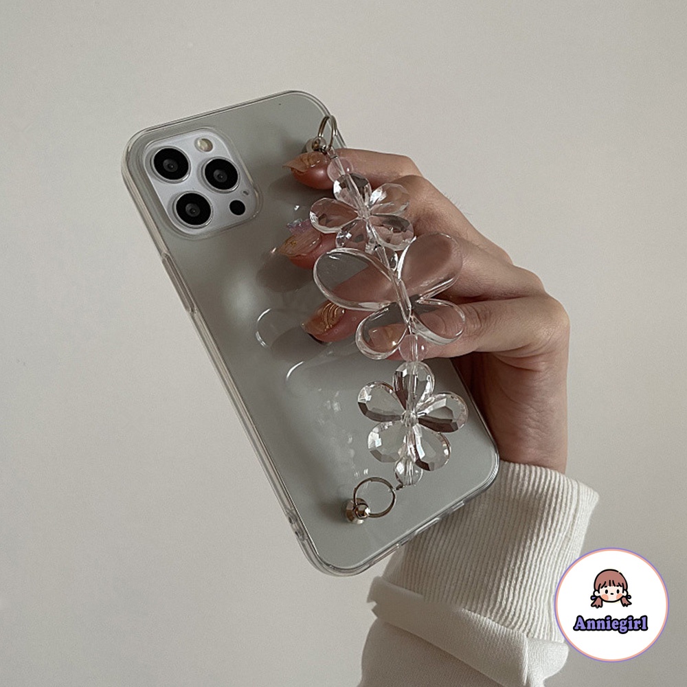 Ốp điện thoại tpu dẻo có vòng đeo tay họa tiết bươm bướm trong suốt chống sốc cho IPhone 14 13 12 11 Pro Max 7 Plus