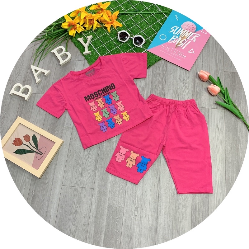 Bộ bé gái lửng ngố thun cotton SG 4 chiều loại 1 cho bé 09-25kg