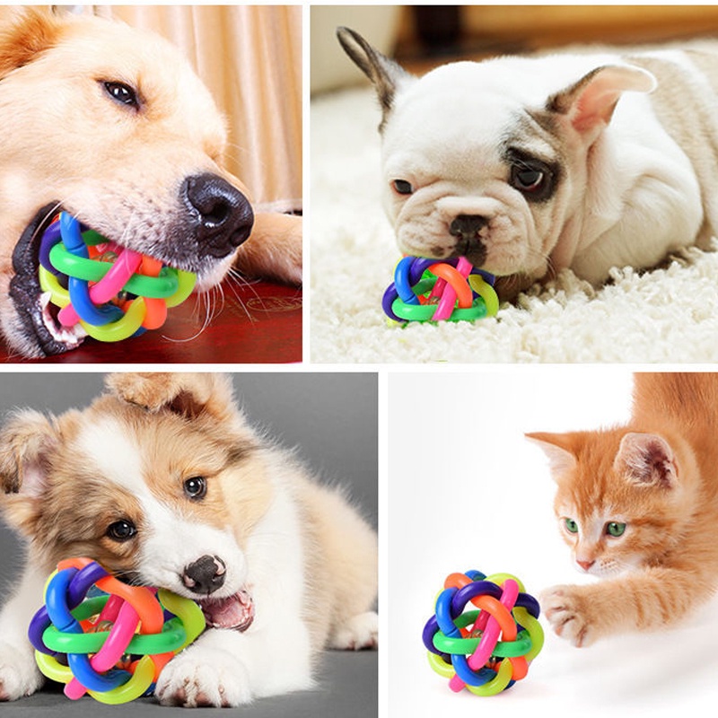 Bóng Cao Su Nhiều Màu Có Chuông Huấn Luyện Chó Mèo