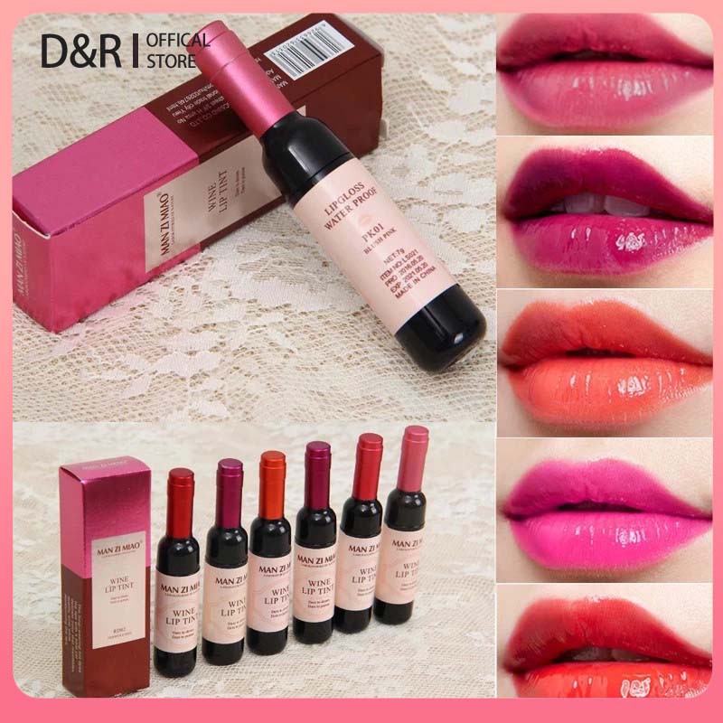 (Hàng Mới Về) Son Tint Dưỡng Ẩm Không Thấm Nước Thiết Kế Hình Chai Rượu Vang Phong Cách Hàn Quốc